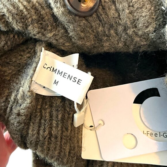 NWT Commense Double Breasted Crop Cardigan Brown Size Medium M V Neck - Picture 8 of 10